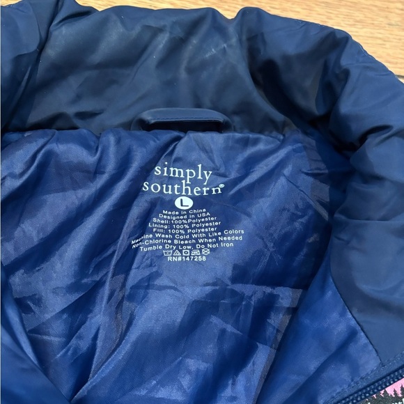 Women’s Simply Southern Blue Quilted Jacket coat size large - Picture 2 of 2